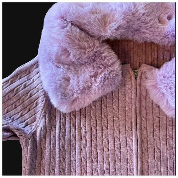 The Neena Purple Faux Fur Trim Sweater - Picture 6 of 8